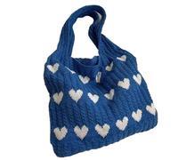 Bolso de mano de moda, bolsos casuales, bolso de la compra, bolso de hombro para mujeres y niñas, bolsos de corazón de punto versátiles, gran capacidad, crochet, bolso de punto informal y elegante