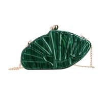 Bolso de mano de noche en forma de concha, bolso de mano de acrílico, bolso de mano para mujer, cadena de metal, Verde oscuro, Shell Bag C