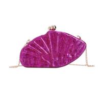 Bolso de mano de noche en forma de concha, bolso de mano de acrílico, bolso de mano para mujer, cadena de metal, Colores Pitaya, Shell Bag C