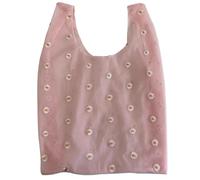 Bolso de mano de organza transparente para mujer, bordado de margaritas, estilo INS, bonito hada de alta capacidad, Pink, Talla única