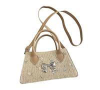 Bolso de mano de paja para mujer, bolso de playa con lazo, bolso de hombro floral, cruzado, vacaciones, para viajes diarios, para mujer, cruzado, floral, playa, a la moda, bolso de hombro con lazo