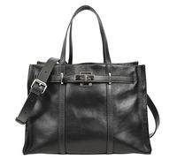 Bolso de mano de piel auténtica para mujer, con correa desmontable, cierre de hebilla, cuervo, Black, 31.5 X 24 X 13 Centimeters
