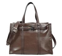 Bolso de mano de piel auténtica para mujer, con correa desmontable, cierre de hebilla, cuervo, café, 31.5 X 24 X 13 Centimeters
