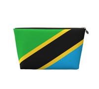 Bolso de mano de piel con patrón de bandera de Tanzania para mujer, bolsa de almacenamiento portátil de gran capacidad con cremallera, color dorado, talla única, Gold, Talla única