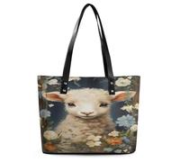 Bolso de mano de piel de oveja con diseño de flor Realmente necesito todas estas cabras, moderno bolso de hombro para mujer, apto para el trabajo.