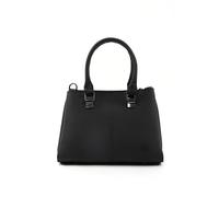 Bolso de mano de piel sintética con cremallera y 3 compartimentos, correa ajustable, bolso de mano y bandolera, color negro