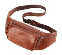 Bolso de mano de piel sintética para hombre, riñonera de cuero vacuno de grano superior, multifuncional, bolsa deportiva al aire libre, amarillo y marrón, Talla única