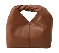 Bolso de mano de piel sintética para mujer, con asa superior fruncida, bolsa suave para cóctel, graduación, fiesta, boda, marrón claro, 250.00x170.00x100.00mm/9.84x6.69x3.94inch