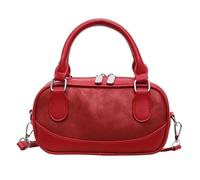 Bolso de mano de piel sintética para mujer, de gran capacidad, con asa superior, color sólido, con cremallera, para viajes, compras, trabajo, uso diario social, Red, 200*100*60MM