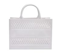 Bolso de mano de PVC de gran capacidad, de goma, silicona, con cuentas, para playa, White, Talla única
