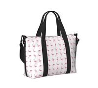 Bolso de mano de viaje con estampado de flamencos sobre blanco para mujeres y hombres, ligero, plegable, para viajes de fin de semana, gimnasio, vacaciones