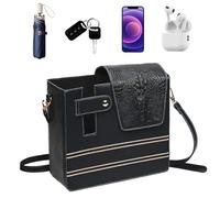 Bolso de mano equipado con portavasos - Bolso de hombro impermeable, soporte para botellas, para mujeres, senderismo, viajes, deportes, camping, bicicleta y ciudad, Negro , Se référer au descriptif