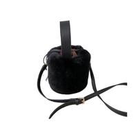 Bolso de mano esponjoso para mujer, de felpa, de gran capacidad, cálido, de un solo hombro, para invierno y otoño, bolso mullido de invierno (negro)