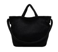 Bolso de mano felpa informal moda invierno 2024, nuevo bolso gran capacidad, hombro for el trabajo, Le Paquet Tot(Black)
