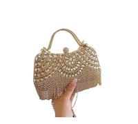 Bolso de mano for mujer, bolso cena con diamantes imitación, borlas for banquete, vestido noche alta sociedad, un solo hombro inclinado(Gold)