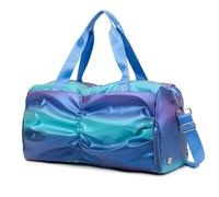 Bolso de Mano for Yoga for Mujer, Impermeable, Gran Capacidad, Multifuncional, con Zapatos y Compartimento húmedo for Fiestas Pijamas, Viajes, Baile Deportivo(Blue)