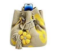 Bolso de mano hecho a mano con borlas florales en 3D, bolso de mano casual para vacaciones, para mujeres, señoras, niñas, esposas, madres, viajeros, junto al mar, piscina, compras, picnic, concierto