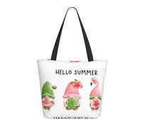 Bolso de mano Hello Summer Enain para mujer - Bolso de mano ligero y reutilizable de lona con cremallera, correa de algodón para bolsas de comestibles, bolsas de compras