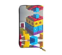 Bolso de mano impreso de bloques de construcción coloridos (7.5 x 4.1 pulgadas) | Cartera de cuero