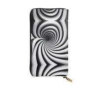 Bolso de mano largo en espiral de cuero impreso con ilusión óptica GIF con compartimento para efectivo, bolsillo con cremallera y ranura para tarjetas de crédito