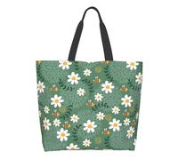 Bolso De Mano Lindas Abejas, Flores Silvestres, Margaritas Bolso Duraderas Plegable Bolsas De Mano Para Camping Diario Fitness