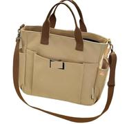 Bolso de mano lona minimalista urbano estudiante femenino gran capacidad desplazamientos Horizontal solo hombro Cruz Diagonal portátil Para Mujer(Khaki)