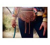 Bolso De Mano Medieval, Bolso De Cuero con Cinturón, Tejido Manual, Riñonera para Mujer, Bandolera De Muslo con Pierna Caída para Viajar Al Aire Libre,Marrón