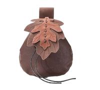 Bolso de mano medieval con cordón, riñonera con cordones para cosplay y ferias renacentistas, monedero de cuero para hombres y mujeres, Brown, Talla única