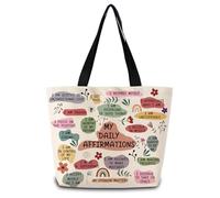Bolso De Mano Mis Afirmaciones Diarias Bonitas Bolso De Hombro Impermeable Bolsa Tela Para Amigas Enfermería Escolares