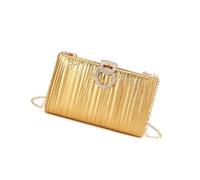 Bolso de mano moderno con textura plisada para mujer, cierre de acento, multifuncional, organización interior, compacta, para fiesta y noche, Gold, One Size