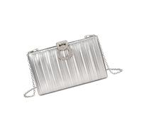 Bolso de mano moderno con textura plisada para mujer, cierre de acento, multifuncional, organización interior, compacta, para fiesta y noche, Silver, One Size