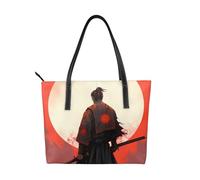Bolso de mano motivacional Samurai de cuero vegano para mujer, bolso de mano guerrero japonés con asa superior, bolso grande para el trabajo diario, viajes