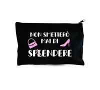 Bolso de mano negro con texto divertido: Nunca dejaré de gastar/brillar