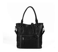 Bolso de mano negro de gran capacidad, bolso de hombro de piel sintética para mujer, temperamento de moda