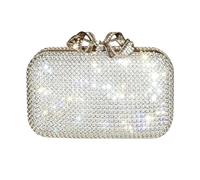 Bolso de mano para banquete de cristal brillante para mujer, cierre de lazo, bolso de hombro con purpurina, gran capacidad, bolso de mano de lujo con diamantes de imitación, para compras diarias