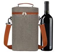Bolso de mano para botella de vino - Bolsa de asas isotérmica para 2 botellas | Estuche de transporte impermeable para botella de vino, portabotellas de vino portátil con asa para Navidad y BYOB, Gris