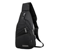 Bolso De Mano Para Hombres - Mochila De Hombro Impermeable Bolsa De Ciclismo | Incluye Puerto USB, Toma De Casco, Correa Ajustable, Ideal Para Aventuras Al Aire Libre Dom, Negro , Se référer au