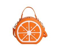 Bolso de mano para mujer, bolso de gran capacidad, forma de barrio de limón, hombro de piel sintética, para lápiz labial, cartera, peine, gafas de noche, festival, naranja, Se référer au descriptif