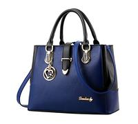 Bolso de mano para mujer, bolso de hombro de piel sintética con colgante de corazón, elegante bolsa de mensajero de negocios de gran capacidad, impermeable, para viajes, escuela, color negro, Blue