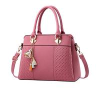 Bolso de mano para mujer, bolso de mano para mujer, bolso bandolera espacioso, bolso de cuero, organizador armario, Rojo sandía, talla única