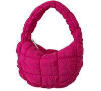 Bolso de mano para mujer, Bolso Hobo Pequeño De Color Sólido,Bolso De Dumplings Ligero Acolchado,Monedero De Media Luna Esponjoso De Nylon con Cremallera(Rose Red)