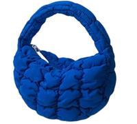Bolso de mano para mujer, Bolso Hobo Pequeño De Color Sólido,Bolso De Dumplings Ligero Acolchado,Monedero De Media Luna Esponjoso De Nylon con Cremallera(Blue)
