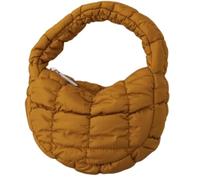 Bolso de mano para mujer, Bolso Hobo Pequeño De Color Sólido,Bolso De Dumplings Ligero Acolchado,Monedero De Media Luna Esponjoso De Nylon con Cremallera(Brown)