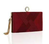 Bolso de mano para mujer, con borlas, bolso de mano de diamantes brillantes, bolso cruzado para boda, fiesta nocturna, Rojo vino, 7.8 x 1.2 x 4.7 inches