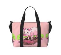 Bolso de mano para mujer con estampado de cerdito rosa, bolso cruzado portátil, adecuado para fitness, viajes.