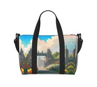Bolso de mano para mujer con estampado de puerta exterior del castillo, bolso cruzado portátil, adecuado para fitness, viajes.