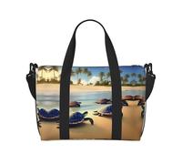 Bolso de mano para mujer con estampado de tortugas en la playa, bolso cruzado portátil, adecuado para fitness, viajes.