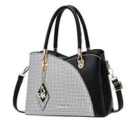 Bolso de mano para mujer, de gran capacidad, a cuadros, color de contraste, medio de un hombro, bolso de mensajero para mujer, BK1., Talla única