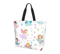 Bolso de mano para mujer, diseño de flores de hadas, bolsas de compras para niñas, resistente al agua, bolso grande con bolsillo interior para el trabajo, viajes, escuela