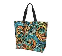 Bolso de mano para mujer, diseño de flores étnicas, bolso de mano de mandara, bolsas de compras, resistente al agua, bolso grande con bolsillo interior para el trabajo, viajes, escuela